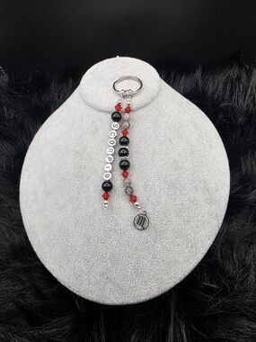 Scorpio Zodiac Beaded Keychain - Red, Black, Gray